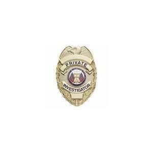 INVESTIGATOR DETECTIVE BADGE SHIELD GOLD STYLE FINISH WITH FULL COLOR 