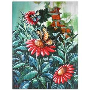  Sunflower And Butterflies~Bali Paintings~Canvas