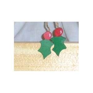  Victorian?? Holly and Berry Wooden Christmas Ornaments 