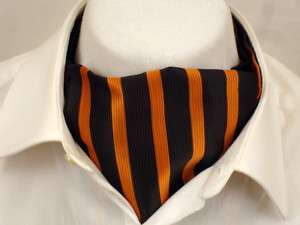 Mens Ascot Striped Orange Ascot Cravat Tie  