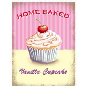  Home Baked Vanilla Cupcake   Vintage Style Enamelled Metal Sign 