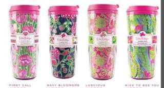   Thermal Mug FIRST CALL Pink Green Tulip TRAVEL COFFEE CUP w LID N