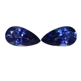 44ct UNHEATED Matched Pair Pear Natural Blue Sapphire  