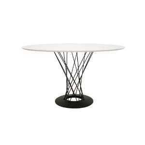  Troppo White Round Dining Table with Spiral Steel Base 