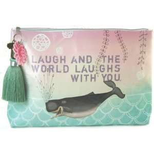 Papaya Art Laughing Whale Large Accessories Pouch by Artist Anahata 