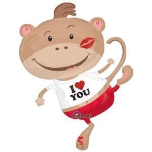  Love You Kiss Monkey Valentines Day 34 Mylar Balloon Toys & Games