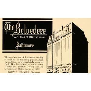  1936 Ad Belvedere Chase Baltimore Living Entertainment 