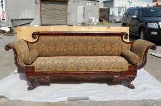 Late Federal/Early Mahogany Empire American Carved Sofa, 1820s  