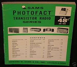 1965 Sams Photofact TRANSISTOR RADIO SERIES TSM 48 BOOK  