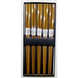  Set of 5 Twisted Bamboo Chopsticks