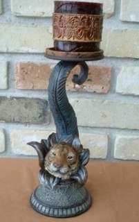 EXOTIC TIGER HEAD CANDLEHOLDER   10 INCHES HIGH  