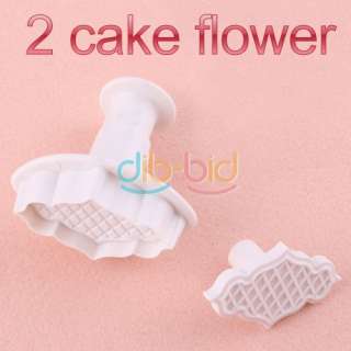 2Pcs Damond Sugar Fondant Flower Cutter Paster Cake Sugarcraft Tool 