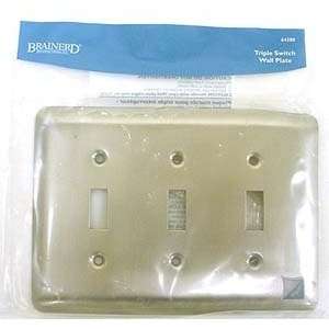 Stamped Satin NIckel Triple Toggle Switch Plate Cover 