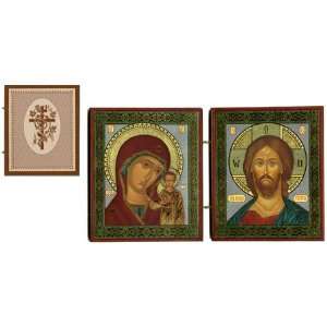  Christ & Virgin of Kazan Diptyche Icon, Orthodox Icon 