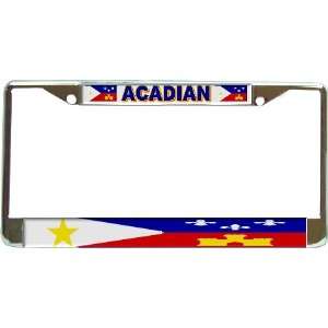  Acadia Acadian Louisiana Flag Chrome Metal License Plate 
