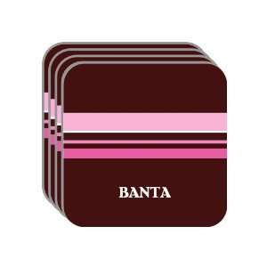 Personal Name Gift   BANTA Set of 4 Mini Mousepad Coasters (pink 