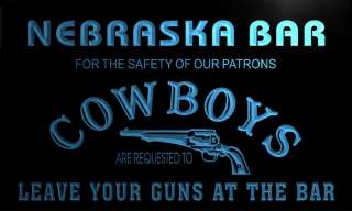 qg2027 b Nebraska Custom Cowboys Leave Guns Man Cave Led Bar Neon Beer 