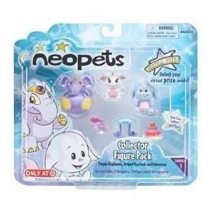 Neopets Collector Figure Pack (Purple Elephante, Striped Kacheek and 