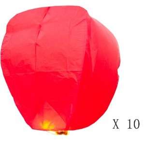  10 Sky Lanterns for Party Celebration (Red)