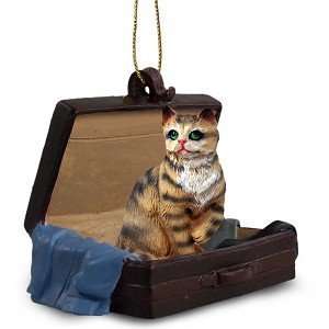  Red Shorthaired Tabby Cat Traveling Companion Ornament 