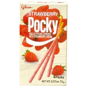 Glico   Pocky Biscuit Sticks Covered with Strawberry Cream (4 Pack 