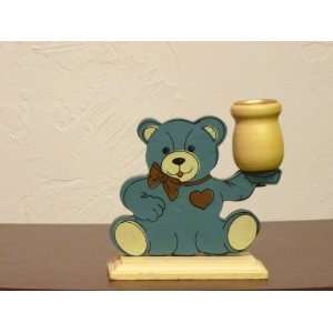  Wooden Teddy Bear Candle Holder 