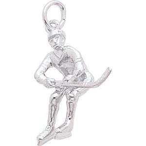  Rembrandt Charms Hockey Player Charm, 14K White Gold 