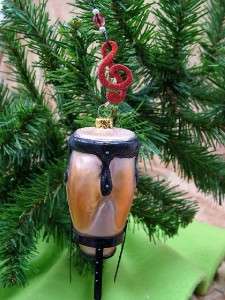 New Glass Hand Drum Treble Clef Christmas Tree Ornament  