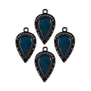  Cousin Jewelry Basics Metal Charms 4/Pkg Black/Teal 
