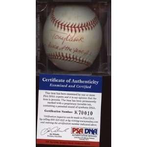  Tony Kubek Autographed Baseball   1957 ROY AL Single PSA 