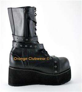 DEMONIA Womens Gothic Punk Platform Calf Hi Boots Shoes  