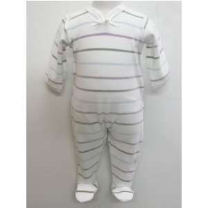  Petit Bateau Baby Velour Footie with Ivory Stripes Baby