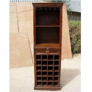    Solid Wood Wine Storage Bar Liquor Cabinet Rack