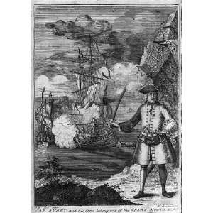  Captain Avery holding sword,battle between 2 ships,Great 