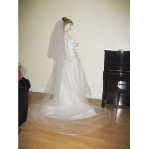  Ivory 2 Tier Cathedral Wedding Bridal Long Veil Satin Edge 