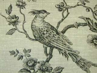 Vintage Auvergne Birds Black French Designer Linen  