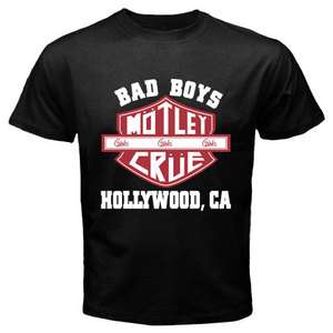 New MOTLEY CRUE Metal Rock Band BAD BOY Mens Black T Shirt Size S 