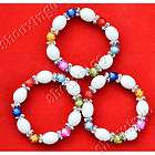 Chunk wide white beads fashion beautiful opal chain bracelet P0121 