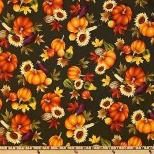  44 Wide Autumn Leaves Harvest Olive Fabric By The Yard 