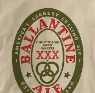 Ballantine Beer Vintage Logo TAN T Shirt XL  