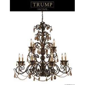  12 Light Chandelier With Amber Crystal