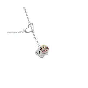   Cards with Poker Chips Heart Lariat Charm Necklace [Jewelry] Jewelry