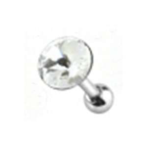  Earring Piercing Stud with Press Fit Clear Pointy Cz Top 16 Gauge
