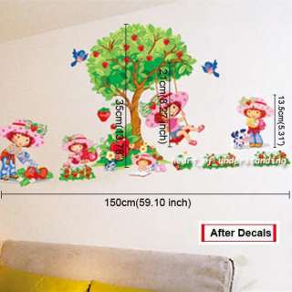   Strawberry Shortcake Tree Swing Girl Nursery Baby Wall Sticker Decal