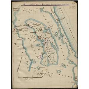  Civil War Map Map of Roanoke Island showing Rebel forts 