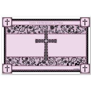  Modern Floral Wild Orchid Cross   Personalized Baptism 