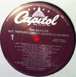 THE BEATLES sgt peppers LP Mint  SMAS 2653 Vinyl Purple Lbl 70s Press 
