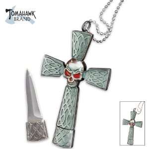 Celtic Skull Necklace Neck Knife Offers a Cast Metal Crucifix with 