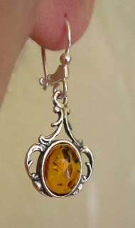 BALTIC WHITE HONEY or GREEN AMBER & STERLING SILVER CHANDELIER 