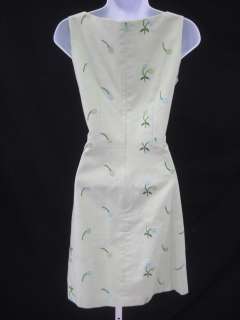 TOCCA Green Floral Embroided Sleeveless Dress Size 4  